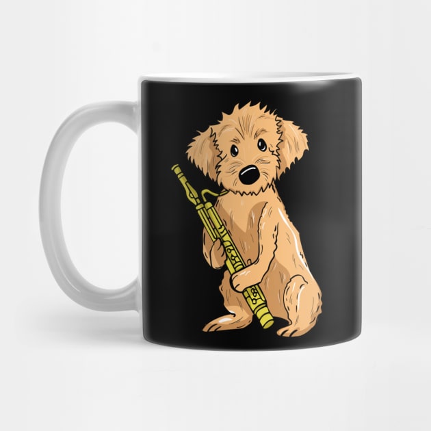 Goldendoodle Playing Bassoon by LetsBeginDesigns